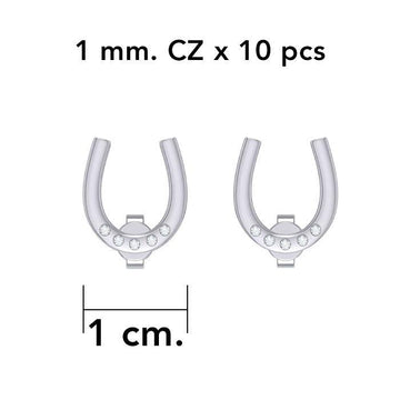 Horseshoe with Gems Silver Post Earrings TER1964 - Jewelry